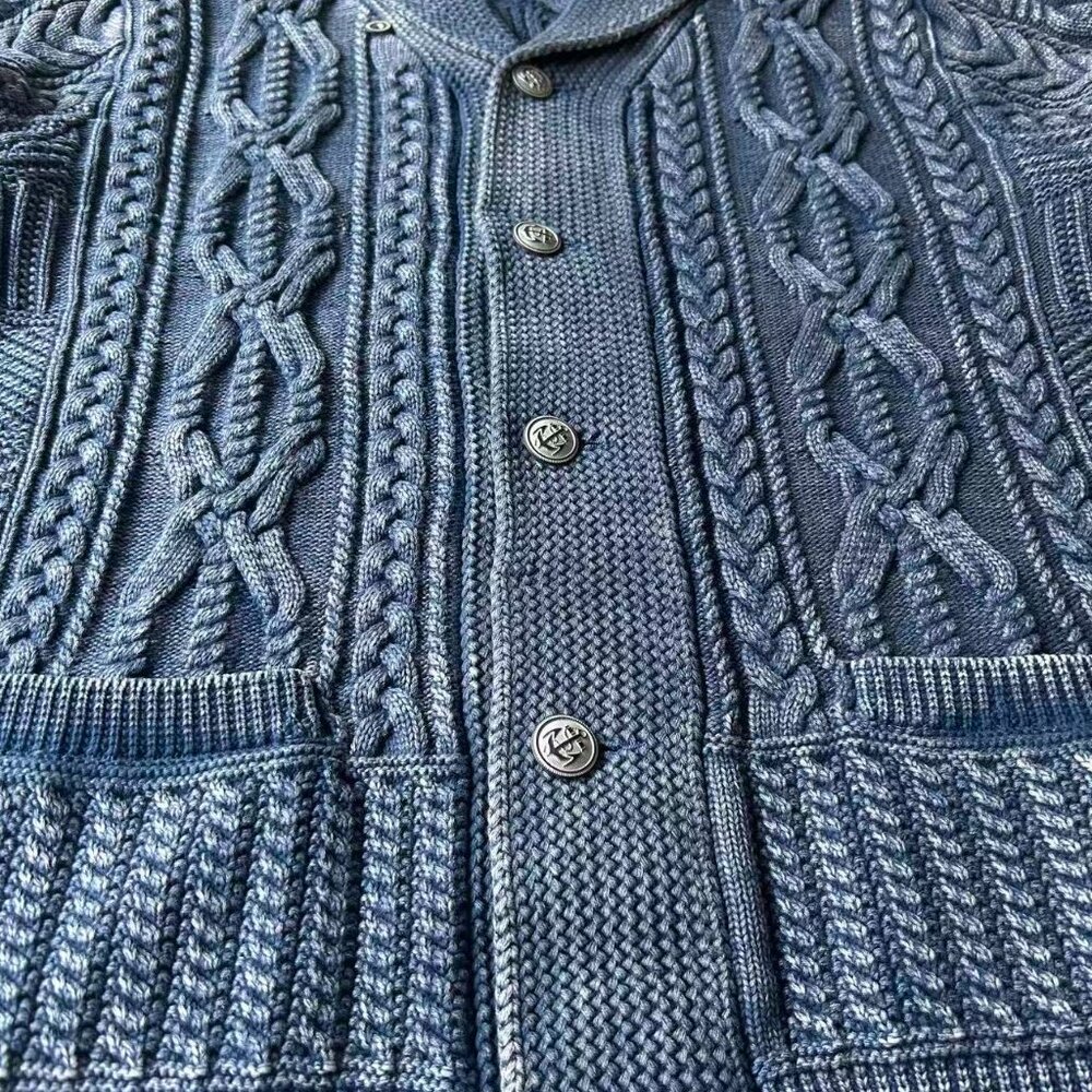 Polo Ralph Lauren Men's Double RL Aran-Knit Vintage Cotton Cardigan - Picture 10 of 14